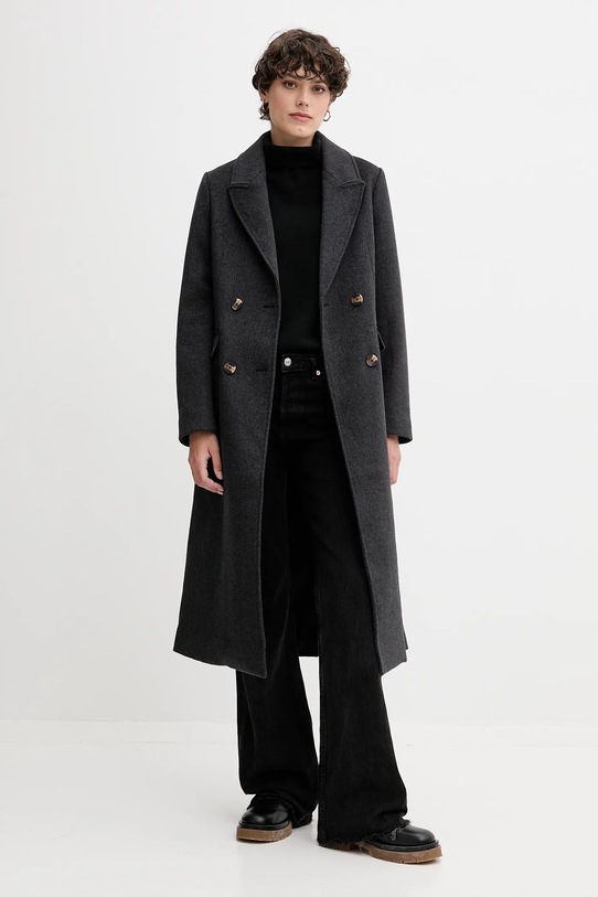 Pepe Jeans płaszcz z dodatkiem wełny PL4024361 szary AW25