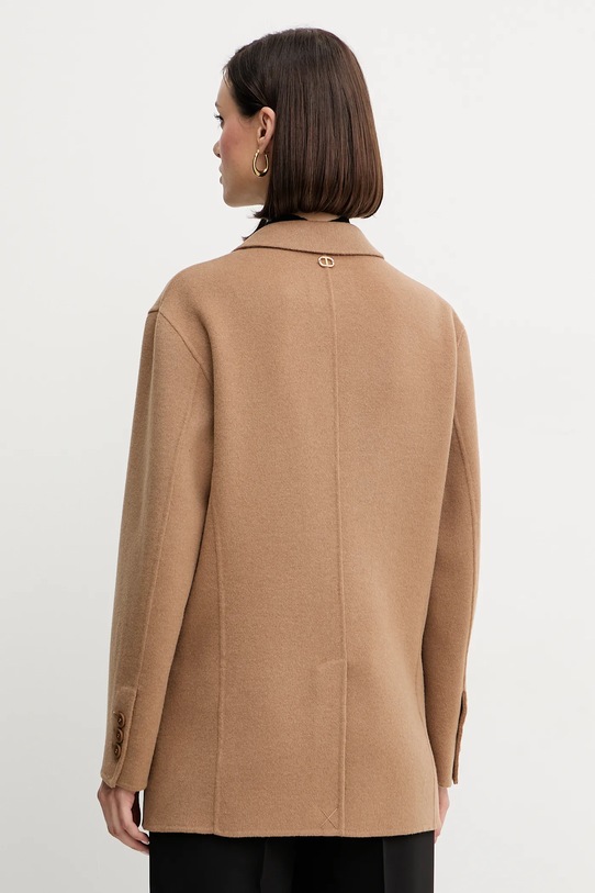 Ρούχα Μάλλινο παλτό Twinset 252TP2072 καφέ