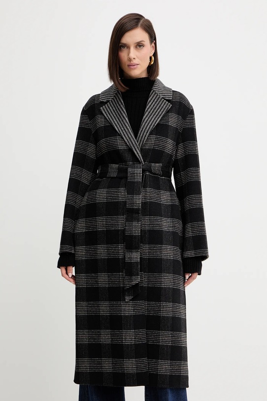 Διπλής όψης παλτό με μαλλί Twinset oversize μαύρο 252TP2080