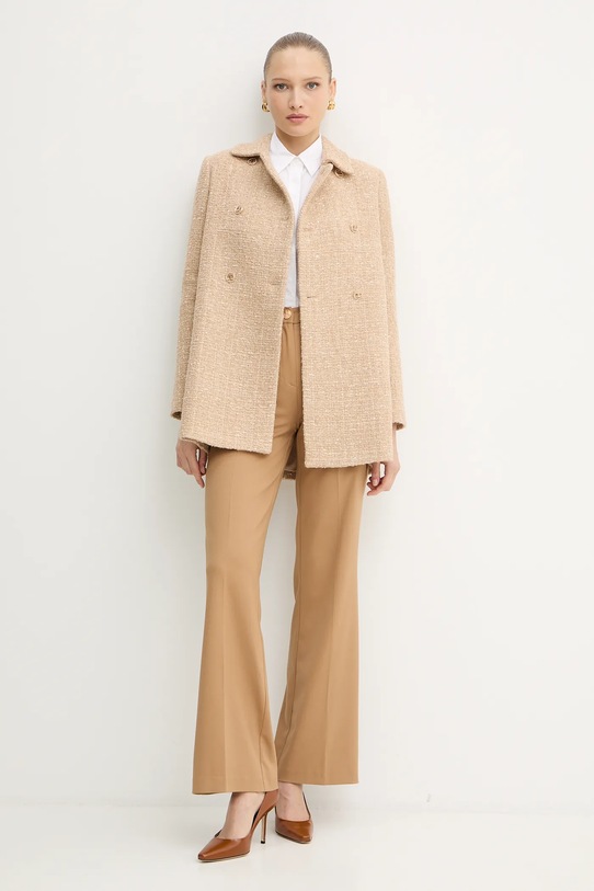 Twinset płaszcz z wełną 252TP2141 beżowy AW25