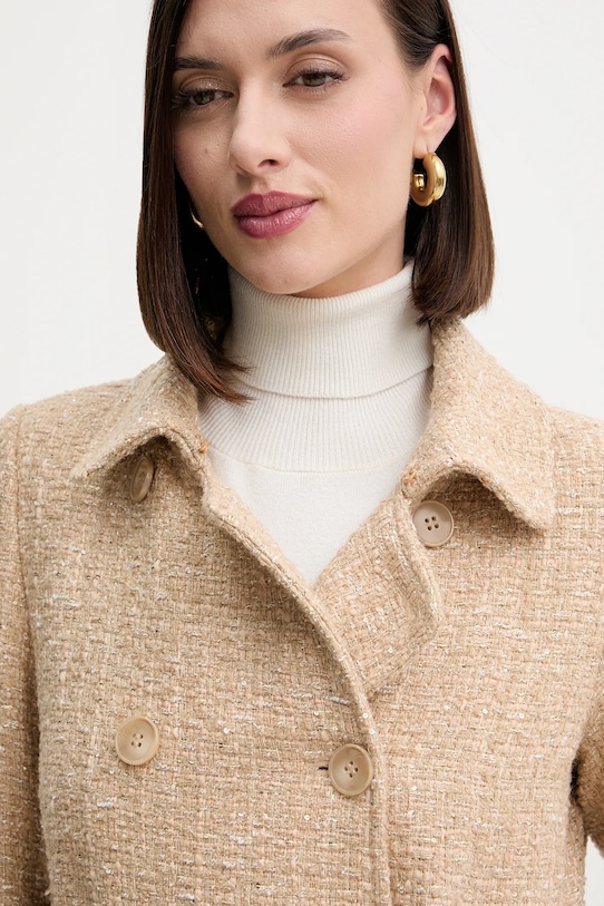Twinset płaszcz z wełną 252TP2140 beżowy