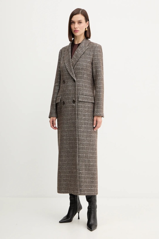 Twinset płaszcz z dodatkiem wełny 252TT2041 brązowy AW25