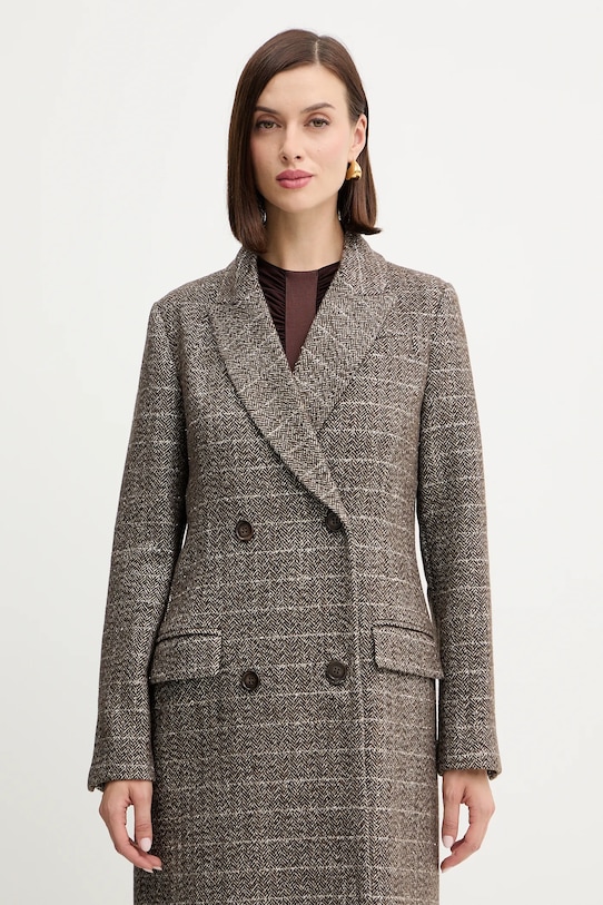 Twinset cappotto con lana marrone 252TT2041