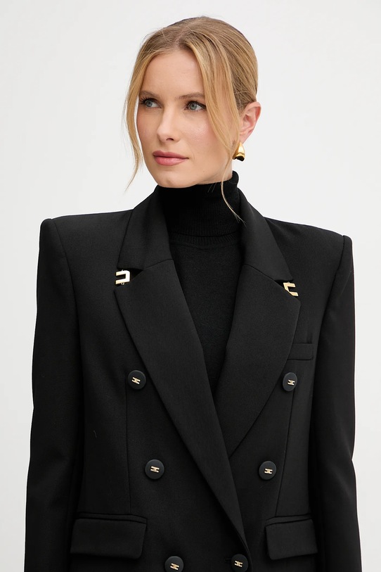 Elisabetta Franchi płaszcz wełniany CP00251E3 czarny