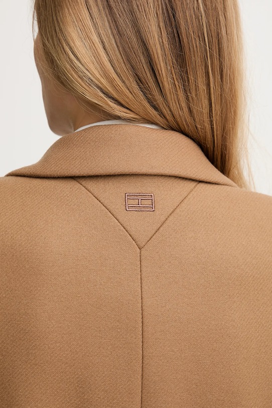 Kabát s příměsí vlny Tommy Hilfiger WW0WW46547 béžová