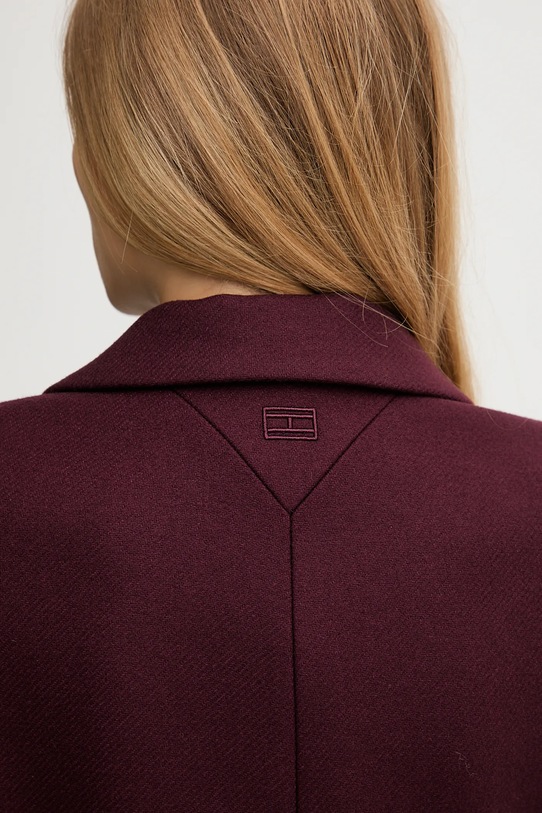 Tommy Hilfiger płaszcz z dodatkiem wełny WW0WW46547 bordowy