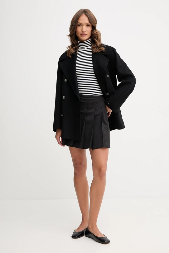 Kabát s vlnou Tommy Hilfiger WW0WW47479 černá AW25
