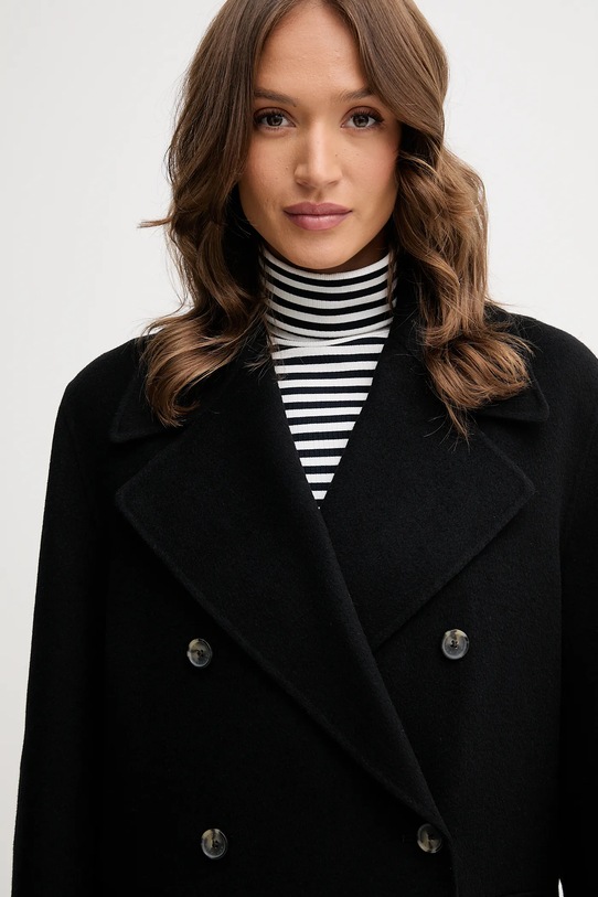 Kabát s vlnou Tommy Hilfiger černá WW0WW47479