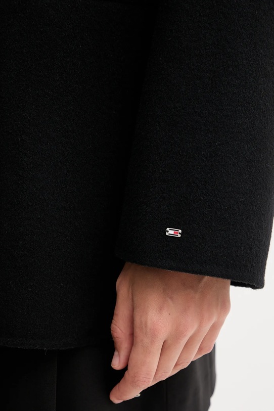 Kabát s vlnou Tommy Hilfiger WW0WW47479 černá