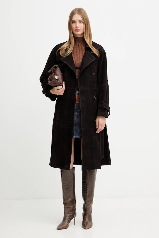 Luisa Spagnoli velúr kabát 542419 barna AW25