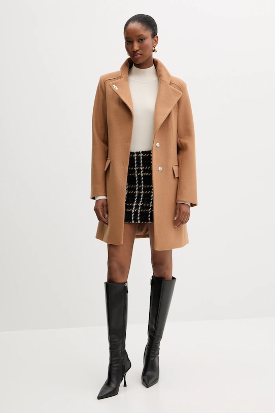 Kabát s příměsí vlny Liu Jo MF5119.J4873 hnědá AW25