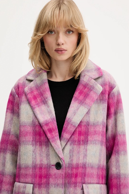 Desigual płaszcz z dodatkiem wełny PINKCHECK różowy 25WWEW15