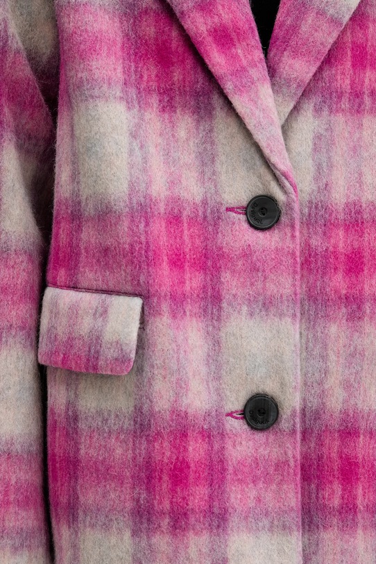 Desigual płaszcz z dodatkiem wełny PINKCHECK 25WWEW15 różowy