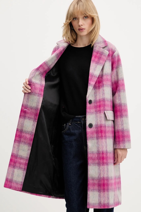 Desigual płaszcz z dodatkiem wełny PINKCHECK 25WWEW15