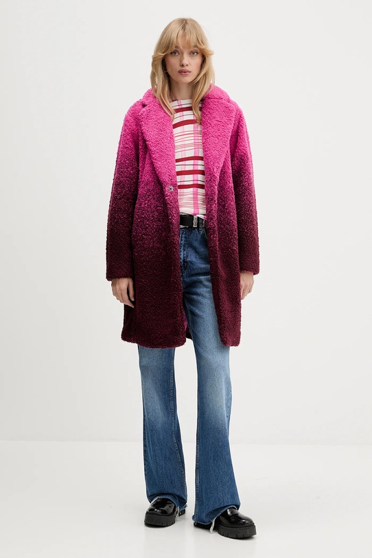 Desigual płaszcz z domieszką wełny ICECREAM 25WWEW64 różowy AW25