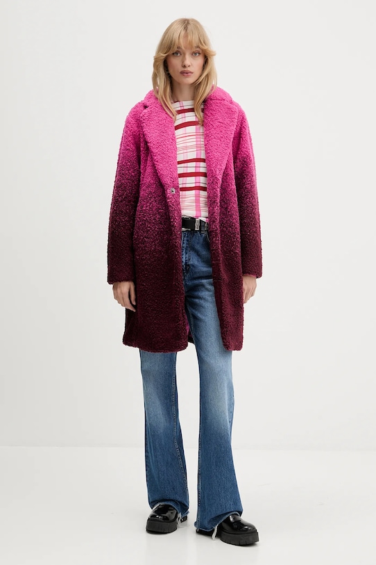 Kabát s prímesou vlny Desigual ICECREAM 25WWEW64 ružová AW25