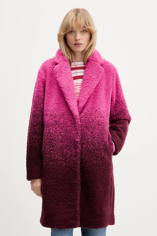 Desigual płaszcz z domieszką wełny ICECREAM różowy 25WWEW64