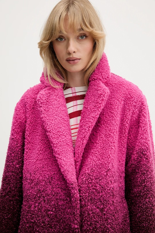 Desigual płaszcz z domieszką wełny ICECREAM 25WWEW64 różowy