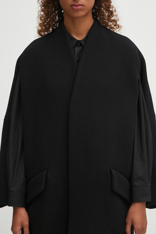 Вовняне пальто MM6 Maison Margiela чорний S52AA0192.M35469.900