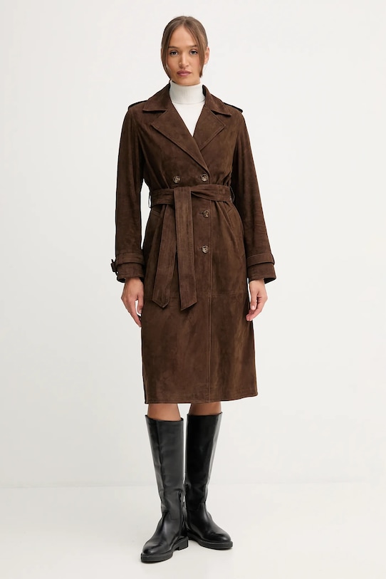 Pedro del Hierro haină de piele întoarsă cu captuseala maro 5492120