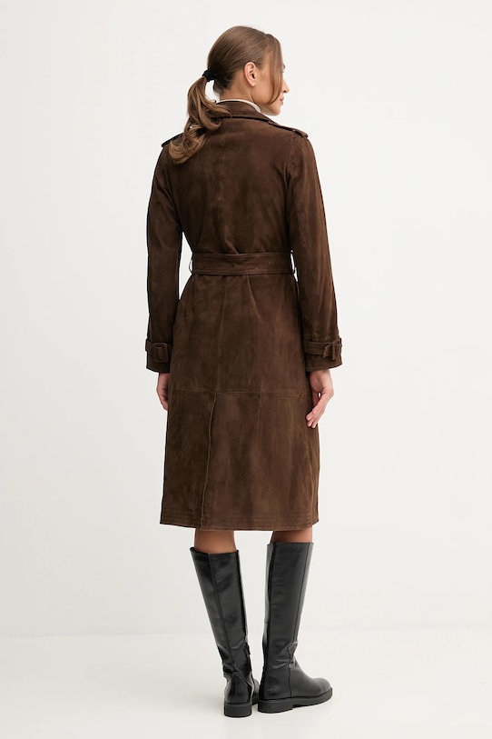 Îmbrăcăminte Pedro del Hierro haină de piele întoarsă 5492120 maro