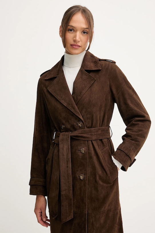 Pedro del Hierro haină de piele întoarsă maro 5492120