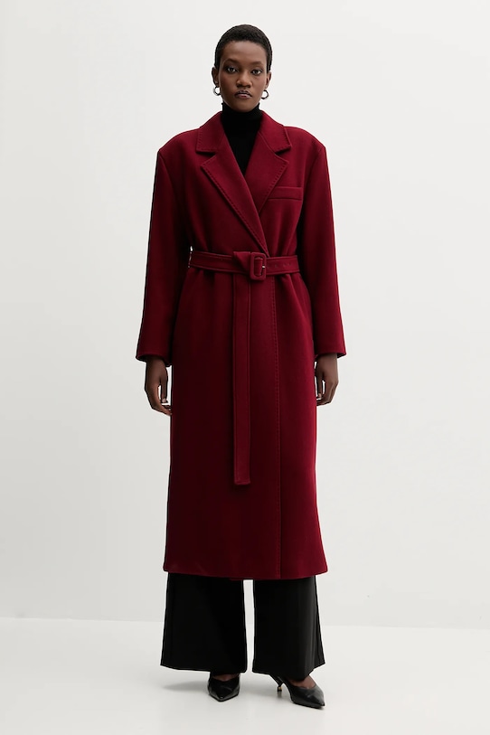 Marella palton de lână cu captuseala burgundia 2523016082200