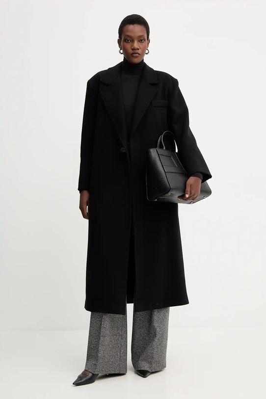 Μάλλινο παλτό Marella 2523016082200 μαύρο AW25