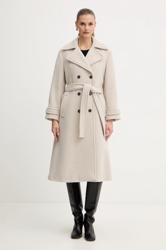 Marella płaszcz z dodatkiem wełny bez kaptura beżowy 2523016112200