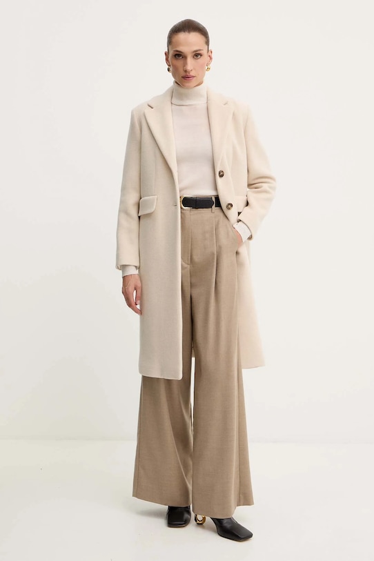 Marella płaszcz z dodatkiem wełny Emme by Marella 2525016042200 beżowy AW25