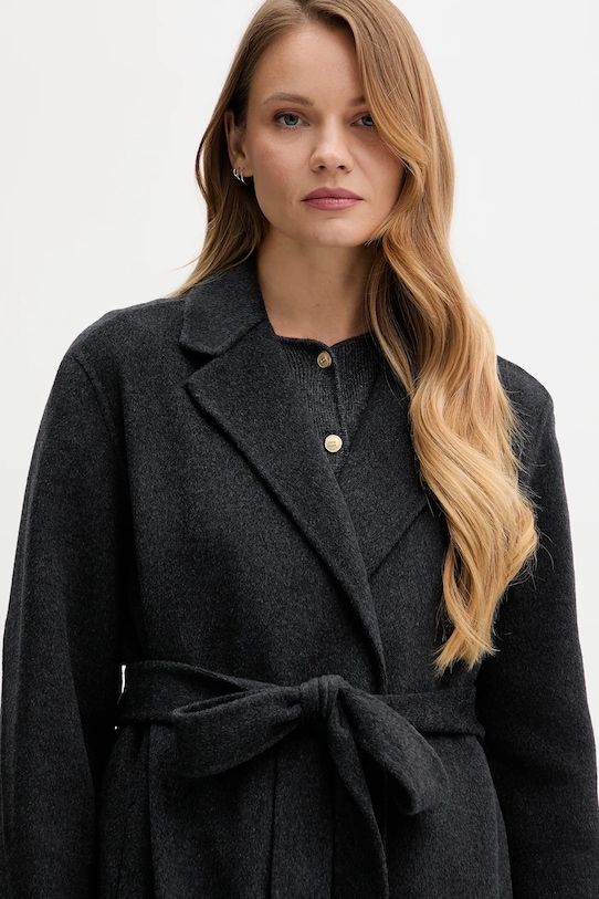 Vlnený kabát Tommy Hilfiger sivá WW0WW47286