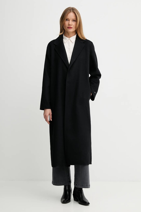 Μάλλινο παλτό Tommy Hilfiger WW0WW47286 μαύρο AW25