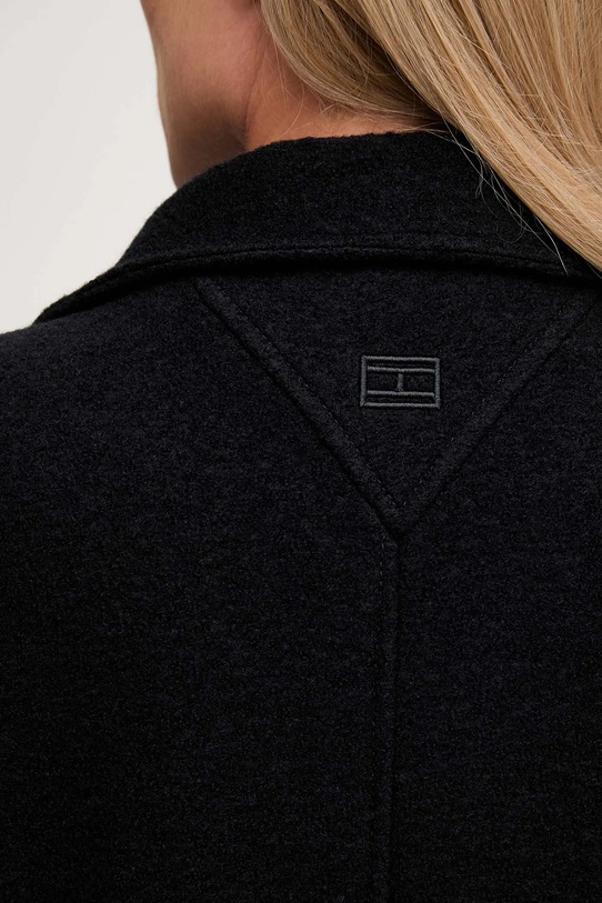 Kabát s prímesou vlny Tommy Hilfiger WW0WW47372 čierna