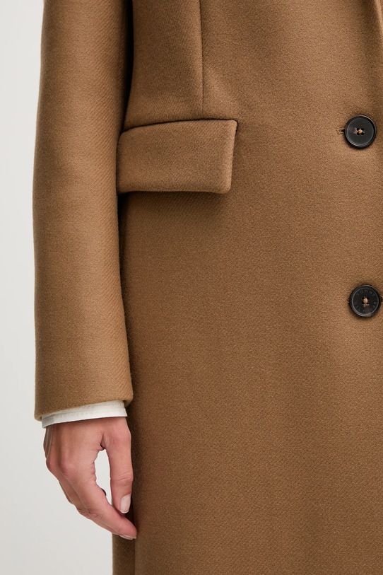 Tommy Hilfiger płaszcz z dodatkiem wełny WW0WW47445 brązowy