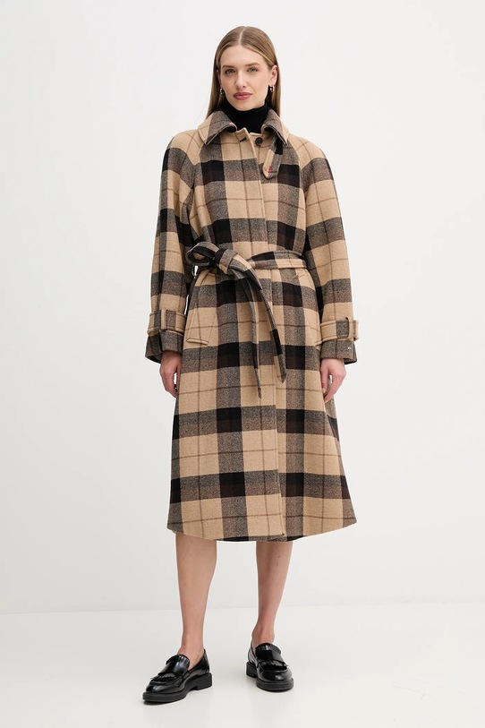 Tommy Hilfiger płaszcz z dodatkiem wełny WW0WW46870 beżowy AW25