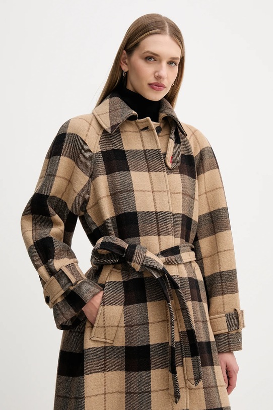 Tommy Hilfiger płaszcz z dodatkiem wełny beżowy WW0WW46870