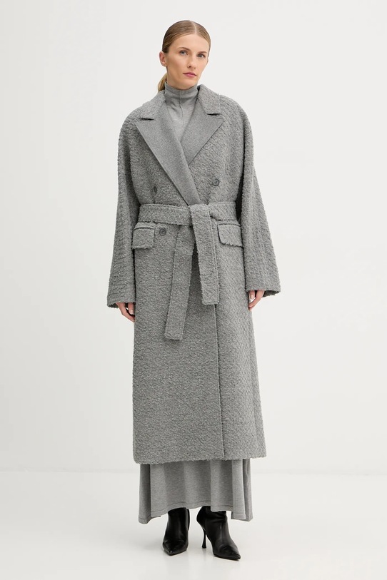 BOSS płaszcz z dodatkiem wełny bez kaptura szary 50548338