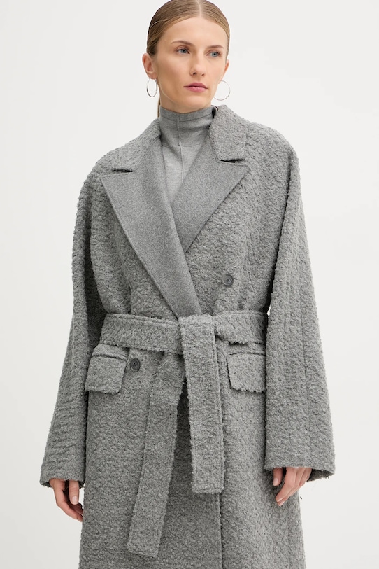 BOSS płaszcz z dodatkiem wełny szary 50548338