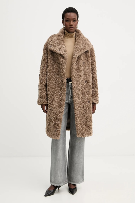 Plašč s primesjo volne BOSS 50548340 rjava AW25