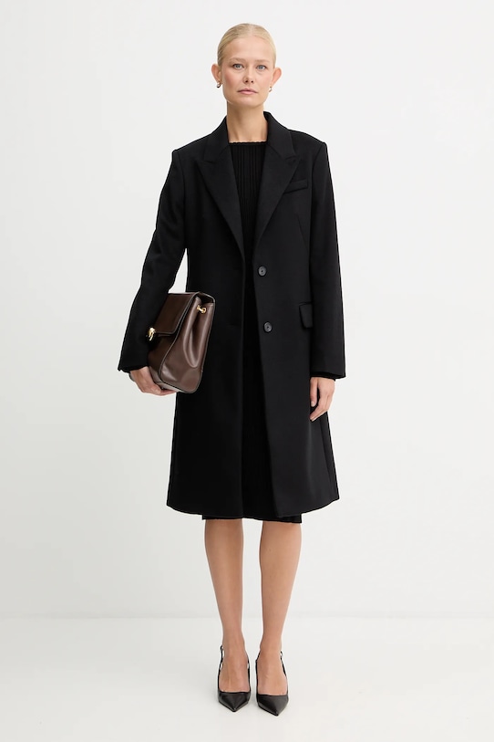 Вовняне пальто BOSS 50548371 чорний AW25