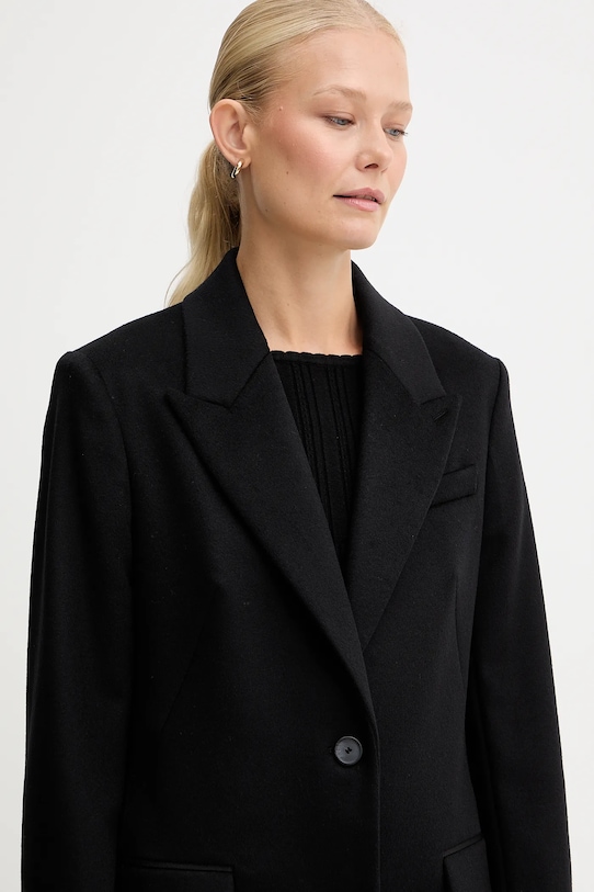 Вовняне пальто BOSS 50548371 чорний