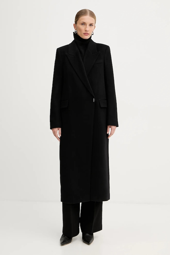 BOSS płaszcz kaszmirowy bez kaptura czarny 50548726