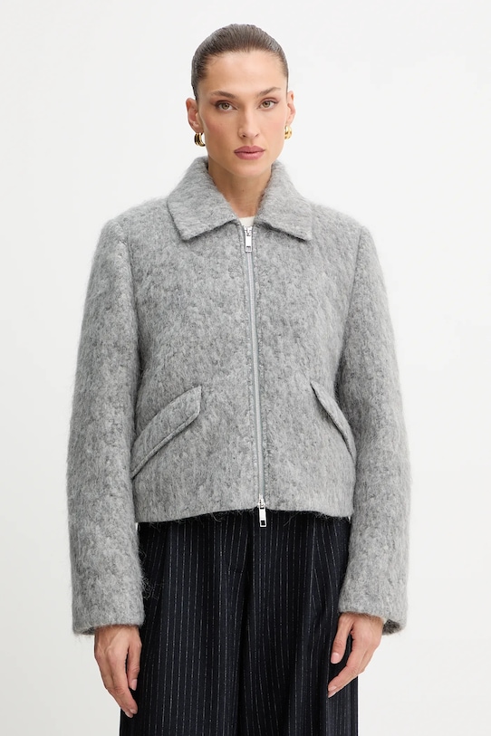 Kabát s prímesou vlny BOSS nezateplené sivá 50548767