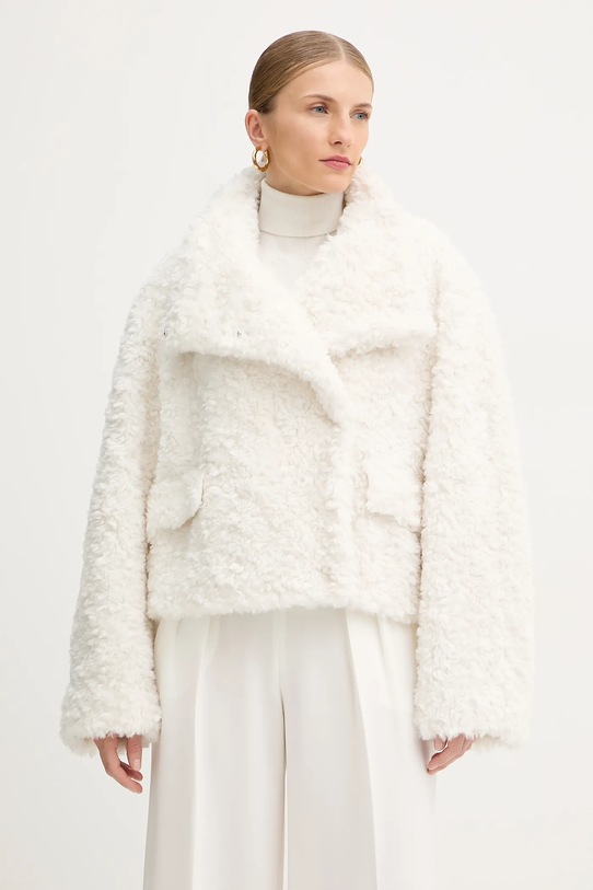 Kabát s příměsí vlny BOSS nezateplené bílá 50550632