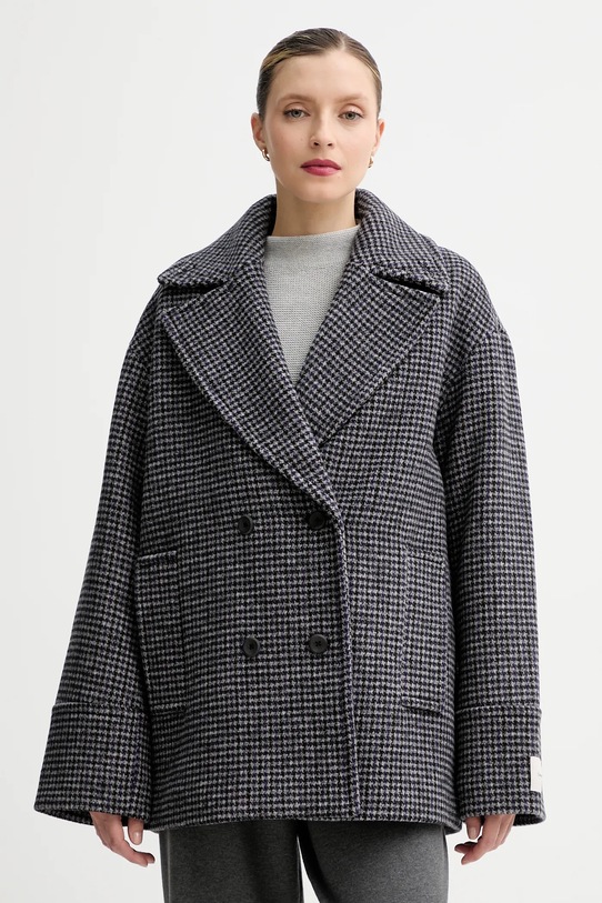 Calvin Klein płaszcz z dodatkiem wełny bez kaptura szary LV044D531G