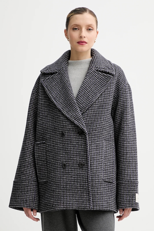 Calvin Klein płaszcz z dodatkiem wełny bez kaptura szary LV044D531G