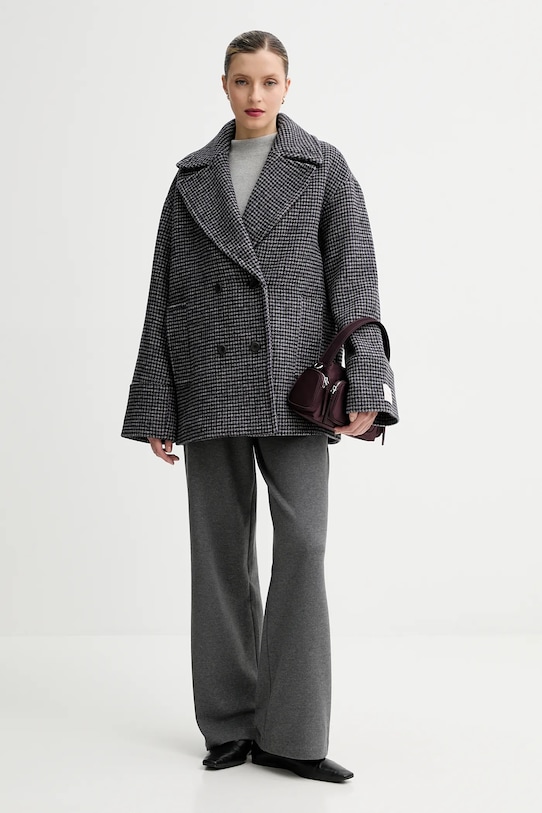 Calvin Klein płaszcz z dodatkiem wełny LV044D531G szary AW25