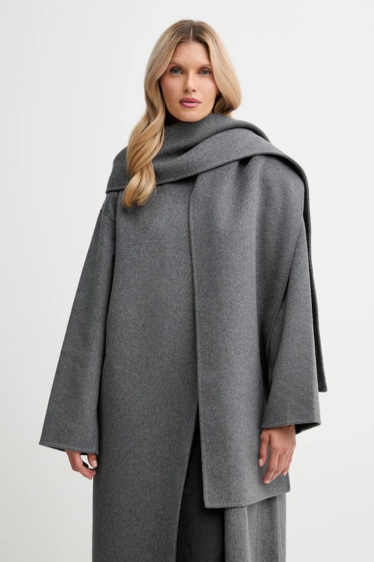 Calvin Klein płaszcz z dodatkiem wełny szary LV044D555G