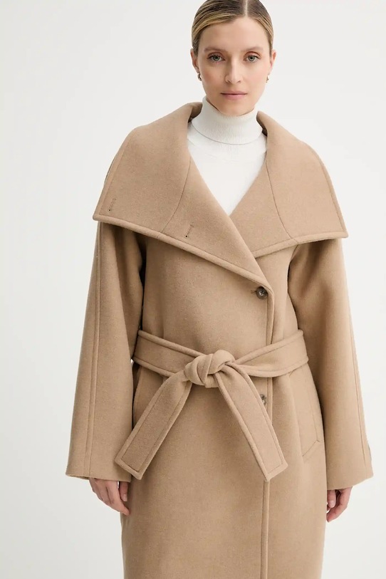 Vlnený kabát Calvin Klein béžová LV044D557G