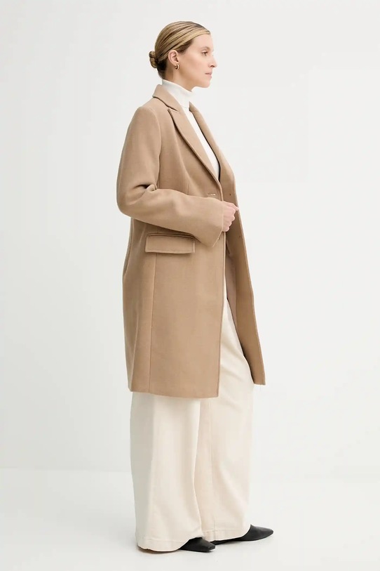 Пальто з вовною Calvin Klein LV044D558G бежевий AW25